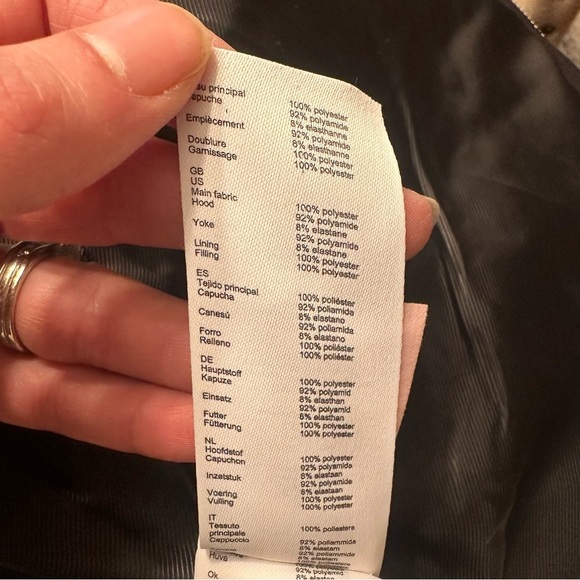 Maje Faux Shearling Padded Quilted Jacket Coat Colorblock Hoodie Sz 1 Oversized - Picture 13 of 16